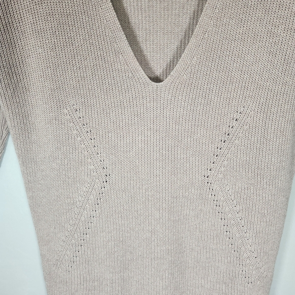 2 For 20 Express Women's V-Neck Sweater - Light Gray 100% Coton - Picture 3 of 11